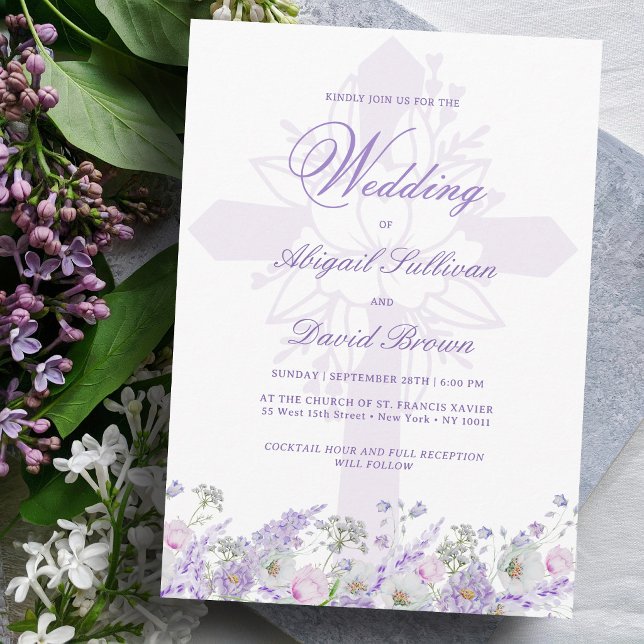 Convites Flores de Lilás Casamento Religioso (Criador carregado)