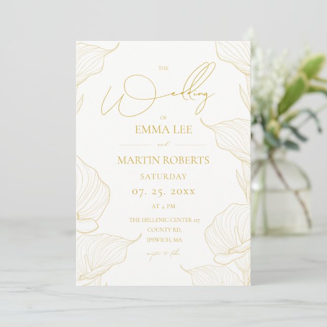 Convites Flores de Linha Delicada e Suave Casamento  (Em pé/Frente)