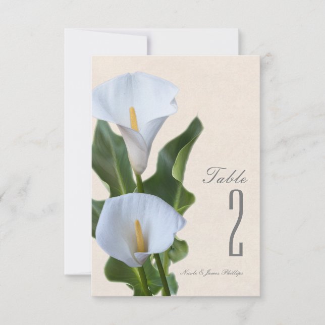 Convites Flores de Lírio Calla Número de Mesa Floral Elegan (Frente)
