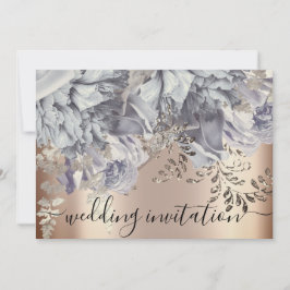 Convites Flores de Luzes Rosa Azuis de Prata Bridal