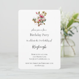 Convites Flores de Magnólia Rosa Aniversário