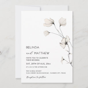 Convites Flores de Marfim Simples Limpo Casual Casamento