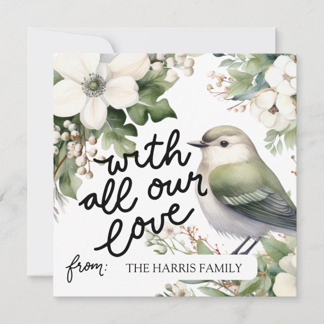 Convites Flores de Natal Personalizadas e Pássaros Com Todo (Frente)