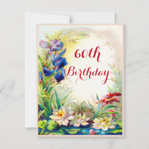 Convites Flores de Nenúfares e Íris Vintage para 60º Aniver