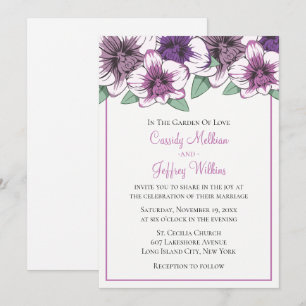 Convites Flores de Orquídea Roxa de Casamento Floral Botâni