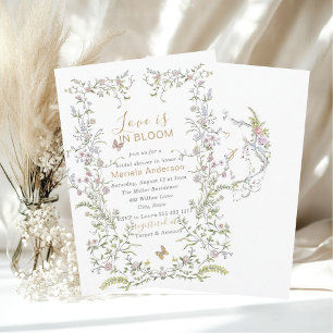 Convites Flores De Ouro Retro De Aquarela Elegante Bridal S