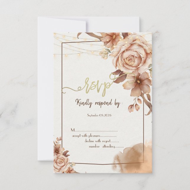 Convites Flores de outono em aquarela RSVP  (Frente)