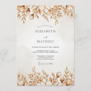 Convites Flores de Outono em Ocre Casamento