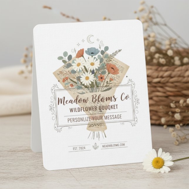 Convites Flores de Página de Livro Boho Arte Personalizada (Chic Bouquet Flowers Invitation)