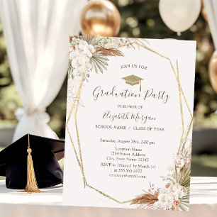 Convites Flores de Pampas, Gorro de Graduação, Graduação 