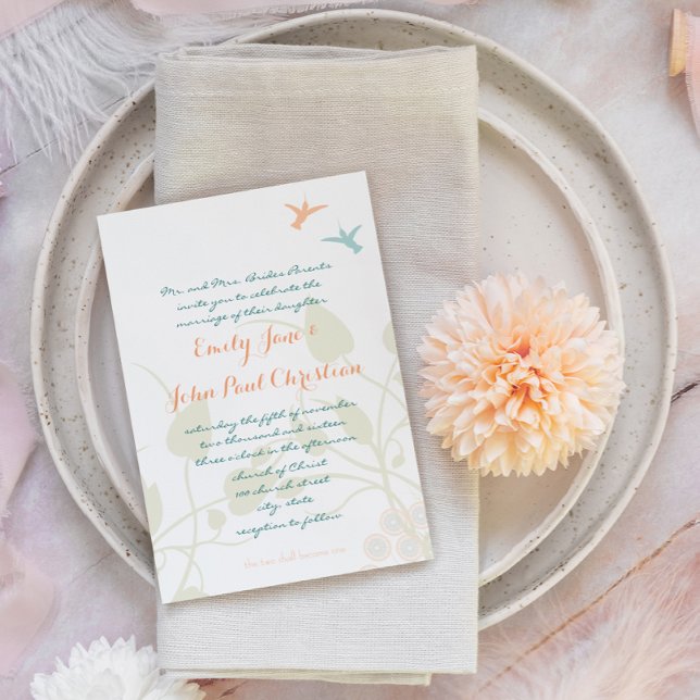 Convites Flores de Pássaros de Criação de Casamentos Cristã (Criador carregado)