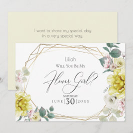 Convites Flores de Peônia Amarela Você Será Minha Dama de F