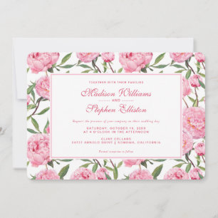 Convites Flores de Peony Rosa - Casamento