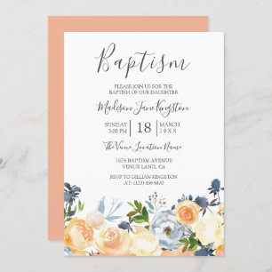 Convites Flores de Pêssego, Bonito Primavera ou Batismo Men
