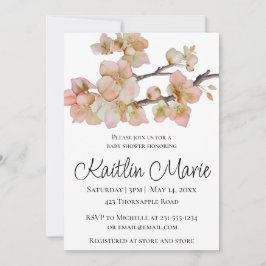 Convites Flores de pêssego de cor aquosa elegantes