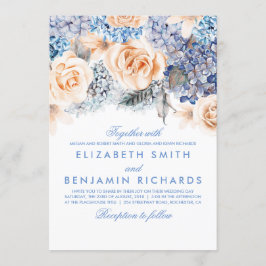 Convites Flores de Pêssego e Hydrangea Azul - Casamento Flo