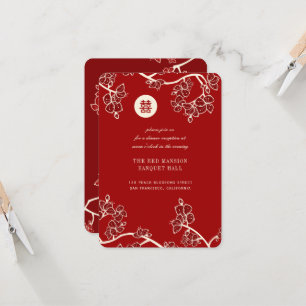 Convites Flores de pêssego vermelho Recepção de casamento X