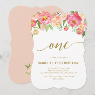 Convites Flores de Pêssegos Rosa e Pinheiros Primeira Fest