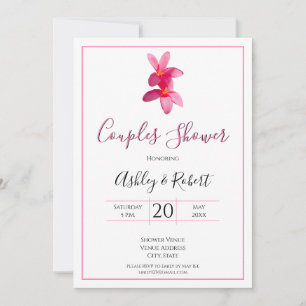 Convites Flores de Plumeria Rosa, Casamento Moderno, Casais