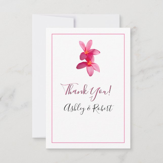Convites Flores De Plumeria Rosa, Casamento Moderno, Obriga (Frente)