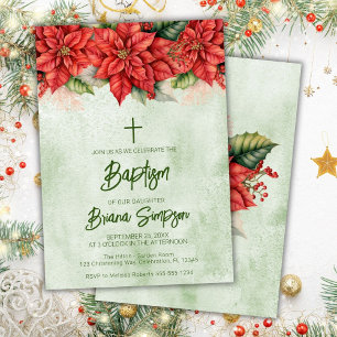 Convites Flores de Poinsettia de Natal Batismo Floral
