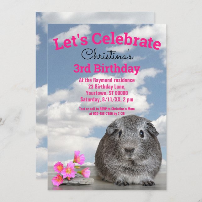 Convites Flores de Porcos do Partido aniversário de 3 anos  (Frente/Verso)
