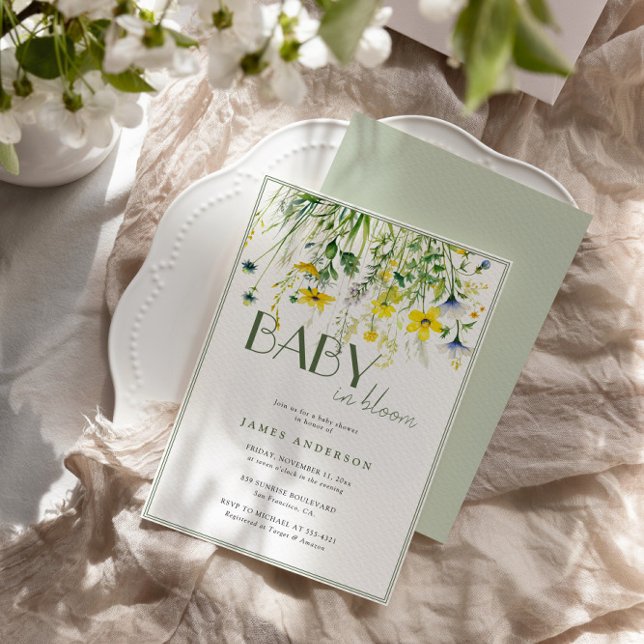 Convites Flores De Prados Bebê Em Chá de fraldas De Sangue (Criador carregado)