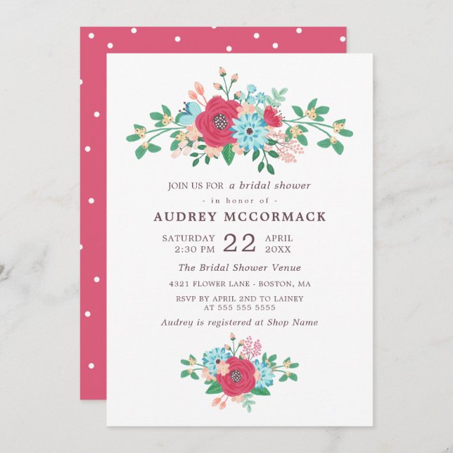 Convites Flores de primavera Doce - Chá de panela Floral (Frente/Verso)