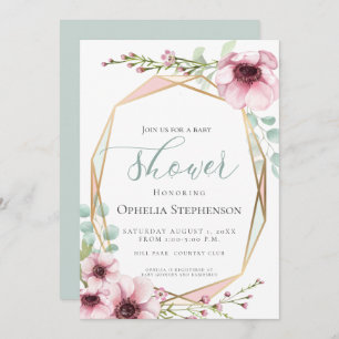 Convites Flores de primavera frescas e Chá de fraldas de fo