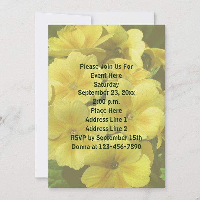 Convites Flores de Primrose Amarela (Frente)
