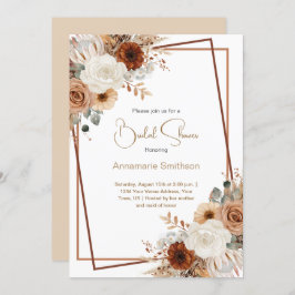 Convites Flores de queda Chá de panela geométrico |