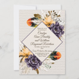 Convites Flores de Queda com Grama de Pampas e Casamento de