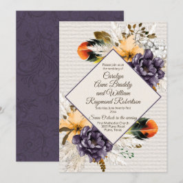 Convites Flores de Queda com Grama de Pampas e Casamento de