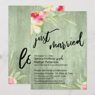 Convites Flores de Recem casados Aquarela e Madeira Verde
