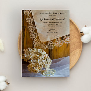 Convites Flores de Renda Country Brunch Pós Casamento