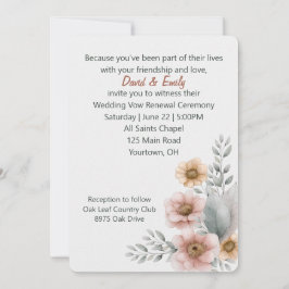 Convites Flores de Renovação de Votos em Branco