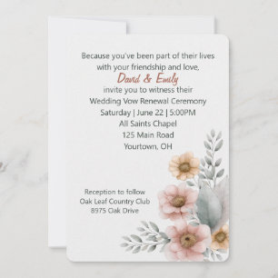 Convites Flores de Renovação de Vow em Branco