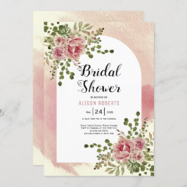 Convites Flores de rosa aquarela poeirenta chá de panela fl