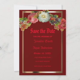 Convites Flores de safra Gothic elegantes salvam a data