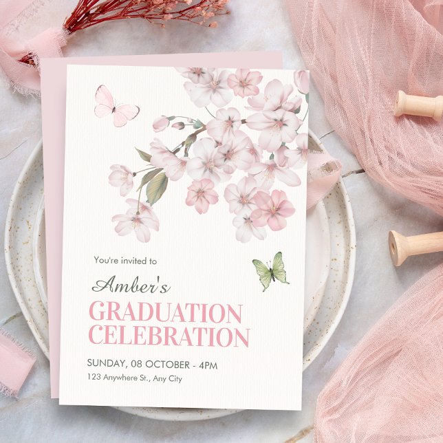 Convites Flores de Sakura florescem na graduação (Criador carregado)