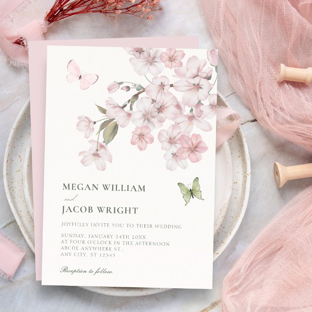 Convites Flores de Sakura florescem no casamento (Criador carregado)