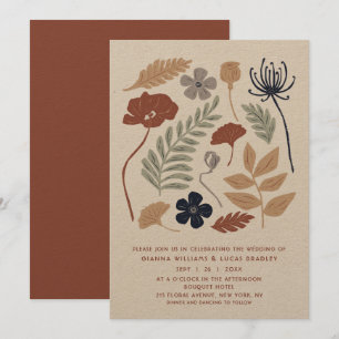 Convites Flores de Sequoia Azul Simples Casamento Moderno F