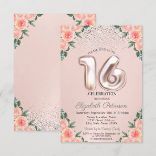 Convites Flores de Trendy Confetti elegantes Doce 16