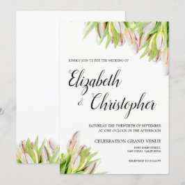 Convites Flores de Tulipas frescas Casamento Verde Rosa Ele