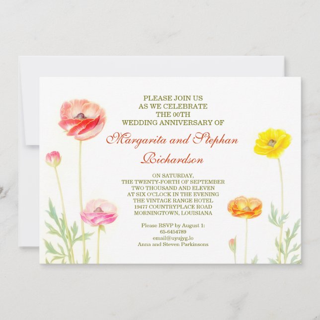 Convites flores de verão jardim casamento aniversário (Frente)