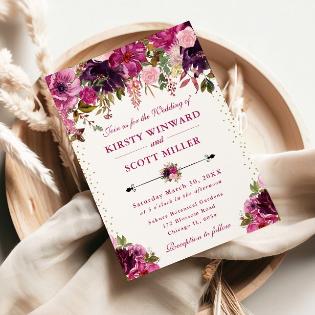 Convites Flores de Verão Rosa Aquarela Casamento (Criador carregado)