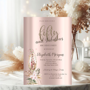 Convites Flores de vidro de champanhe Rosa Dourado 50º