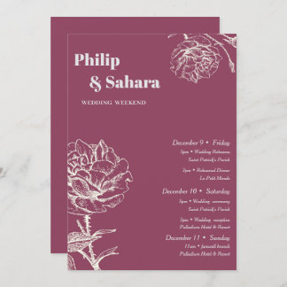 Convites Flores De Vintage Roxas, Itinerário De Casamento