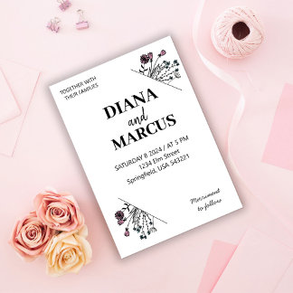 Convites Flores desenhadas à mão com estilo