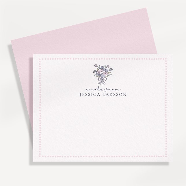 Convites Flores desenhadas à mão, moldura pontilhada a nota (Criador carregado)